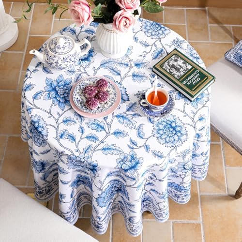 ISAENNE Designer French Round Reusable Tablecloth,Diameter 67" - Image 3