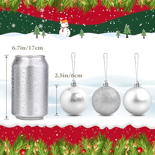 TranquilBliss Christmas Ball Ornaments, 24-Pack, 2.5-Inch, Sliver - Image 4