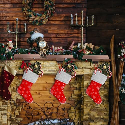 OCTERIC 4 Pcs Red Bronze Christmas Metal Stocking Holders for Mantle, Heavy Duty Stocking Hangers Stocking Hook Xmas Ornaments for Counter Tables Window Fireplace Mantle Decoration - Image 6