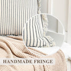 ZWJD Throw Pillow Covers 18x18 Set of 2 Striped Pillow Covers with Fringe Chic Cotton Decorative Pillows Square Cushion Covers for Sofa Couch Bed Living Room Farmhouse Decor(Bright Blue) - Image 6