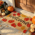 Fall Door Mat, Non Slip Front Porch Pumpkin Welcome Mat 24"x36" by PKFEDR