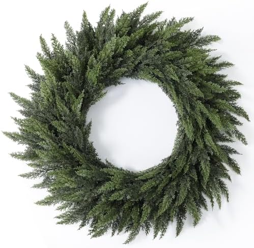 32'' Extra Large Cedar Wreath for Front Door, Faux Christmas Door Wreath by UAPINO