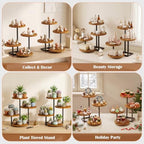 Emfogo 4 Tier Cupcake Tower Stand, Wood Round Dessert Table Display Set, Cup Cake Display Stands for Wedding Birthday Party Afternoon Tea Farmhouse Tiered Tray for Cake Cookie Food (2-Pack) - Image 6