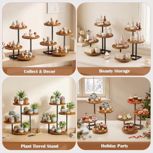 Emfogo 4 Tier Cupcake Tower Stand, Wood Round Dessert Table Display Set, Cup Cake Display Stands for Wedding Birthday Party Afternoon Tea Farmhouse Tiered Tray for Cake Cookie Food (2-Pack) - Image 6