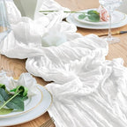 Cheesecloth Table Runner 10FT 12Pcs Ivory Boho Gauze Rustic Sheer Runners - Image 6
