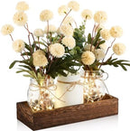 Suncalla 3pcs White Fake Kiku Flowers Pompon Mum Mason Jar Centerpiece by Unknown