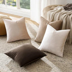 GIGIZAZA Pack of 4 Decorative Velvet Pillow Covers 20x20 Gradient Brown - Image 5