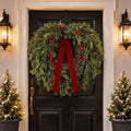 Suncalla 32''Christmas Wreath for Front Door Artificial Cedar Winter Wreath | Wreath with Berry and Ribbon, Lifelike Faux Pine Needle, Fake Greenery Wreath, for Porch Holiday Outdoor Xmas Decor by Unknown