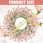 24" Spring Wreaths for Front Door Not Withering Artificial Floral Wreath with Wildflowers Summer Decorations for Indoor Outdoor Window Wall Farmhouse Porch Wedding Easter Home Decor Pink - Image 4