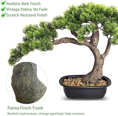 Artificial Bonsai Tree 15" Tall with Realistic Wood, Fake Bonsai, Fake Plant for Office Desk & Home, Japanese Decor, Housewarming Gift - Image 4