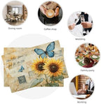 Vintage Butterfly Sunflower Placemats Set of 6 Bless Home and All Who Enter Table Mats Place Mats Decor Imitation Linen Heat Resistant Tablecloth for Dining Kitchen Party Restaurants 12''x18'' - Image 7