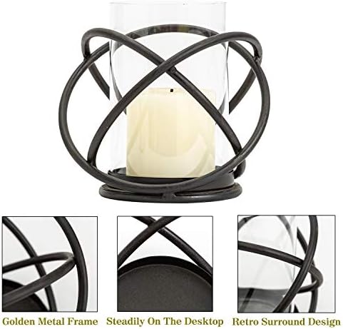 Hurricane Glass Pillar Candle Holder Craftsmanship with Removable Glass for Halloween, Christmas, Thanksgiving, New Year, Wedding Party Anniversary Home Decor (Black) - Image 3