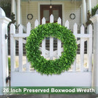26Inch Green Boxwood Wreaths for Front Door Realistic All Season Eucalyptus - Image 5