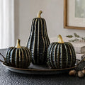 Pumpkin Fall Decor Indoor, 3Pcs Resin Black & Gold Pumpkin for Decorating by Unknown