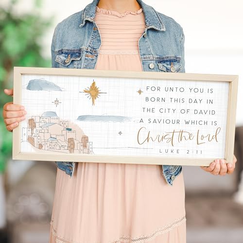 Simply Said, INC Farmhouse Frames Christmas Sign - Unto You Is Born Luke 2:11-10 x 24 Inches - Mantel Holiday Decor - Rustic Wood Sign, FF1250 - Image 3