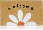 Coir Welcome Mat, Non-Slip, Welcome Daisy, 24 x 36 in by AmaruDoorMats