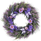 Valery Madelyn 18 inch Spring Lavender Wreaths for Front Door with Lights by ValeryMadelyn
