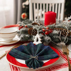 Funnymoom 24 Pcs Christmas Linen Plaid Cloth Napkins Blue and Green - Image 2