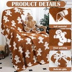 FuWeave Christmas Gingerbread Man Throw Blankets Pillow Set Include Double Sided Flannel Blanket 50 x 60 Inch and Gingerbread Man Plush Throw Pillows Cushion for Home Family Couch Sofa Bed Decorations - Image 4