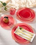 Bestluck 700PCS Clear Red Plastic Plates for 100 Guests - Image 4
