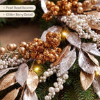 Christmas Wreaths for Front Door - 8 Lighting Modes 26 Inch Real Touch Pine Wreath with Gold Leaves & Champagne Berries Prelit Winter Wreath for Outdoor Christmas Decorations Windows Indoor Home Decor - Image 4