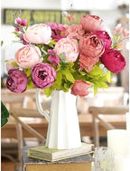 FiveSeasonStuff Mixed Peach, Pink & Plum Artificial Peony Bouquet Set of 2 - Image 5