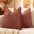MIULEE Pack of 2 Fall Rust Euro Shams Chenille Pillow Covers 24x24 Inch by MIULEE