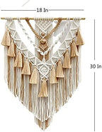 BMIDRUT Hanging Macrame Tapestry Woven Boho Wall Art Handmade Macrame Tapestry Home Wall Decor Wall Pediment 18x30 Inch (Brown) - Image 5