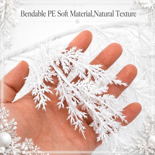 2 Pcs Christmas White Cedar Pine Garland, 6Ft Artificial Snow Pine Garlands - Image 3