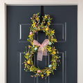 Glitzhome 24.8”H Easter Bunny Spring Wreath with Ribbon Bow Easter Eggs for Front Door Wall Decoration Easter Rabbit Garland with Colored Eggs Berries Wall Front Door Easter Decoration by Glitzhome