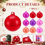 FoldTier 9pcs 3" Colorful Glass Ball Christmas Tree Ornament, Mix Color - Image 2