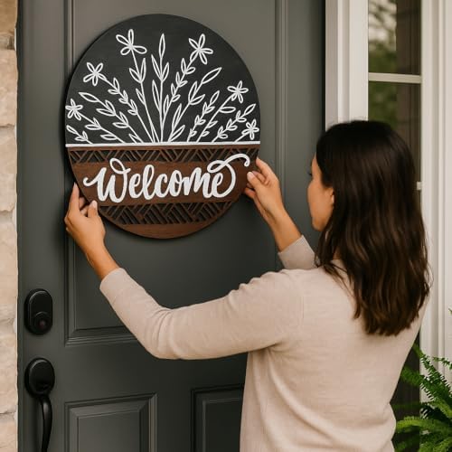 Wood front door sign Wood sign Home decor Welcome sign Sign for front door House warming gift Wedding gift (DS016-Wildflower 1.0, 18" Width) - Image 4