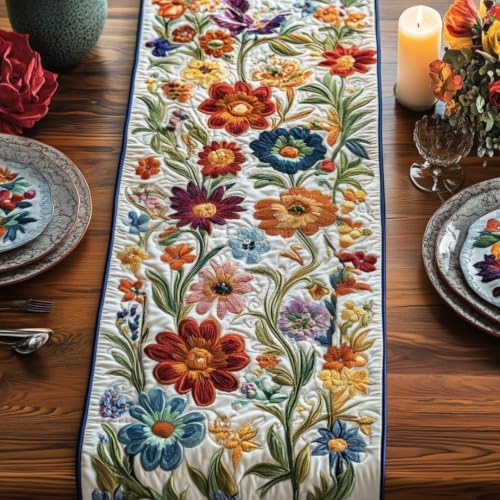 Quilted Table Runner 3D Floral Home Decor for Dining Table (H02,14x108) by SodaMeow