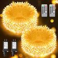 Warm White Christmas Lights Outdoor Total 250FT 760 LED, 2 Packs 380 LED String Lights Waterproof, Timer & Memory, 8 Modes Dimmable Plug in Fairy Lights for Tree Outside Xmas Holiday Decorations by JIXXULVU