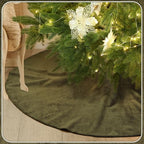 Viorawhite Moss Green Christmas Tree Skirt, 60 Inch Large Faux Fur - Image 4