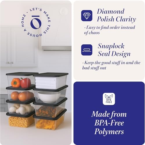 HOMZ 10-Pack Snaplock, Small Clear Plastic Storage Organizer Bins w/Lids, 6 Quart, Gray - Stackable Container Boxes for Bedroom, Bathroom, Garage, and Office Organization - Image 3