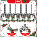 Crowye 6 Pcs Mini Christmas Wreaths Kitchen Cabinet Door, Black and White - Image 3