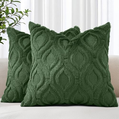 decorUhome Faux Fur Plush Forest Elf Throw Pillow Covers 26x26 Set of 2 by decorUhome