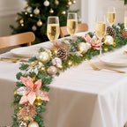 Garvee 9 ft Christmas Garland with Lights for Mantle, Rose Gold - Image 3