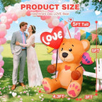 5 FT Valentines Inflatables Outdoor Decorations, Blow up Valentine's Day Love Bear Yard Decor with Hearts, Built-in LED Lights Valentine Holiday Decorations for Outside Lawn Garden Wedding Indoor - Image 3