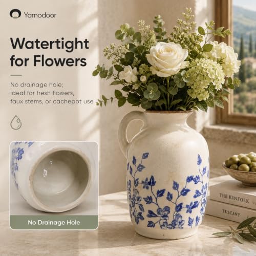 Blue and White Pitcher Vases for Flower,Chinoiserie Ceramic Vase Home Decor - Image 3