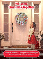 Pre-Lit Artificial Christmas Wreath 24Inch, Christmas Door Decorations Wreath with 50LED Warm Lights, Christmas Balls, Pine Needles, and Red Berries for Front Door Wall Windows X-mas Ornament - Image 6