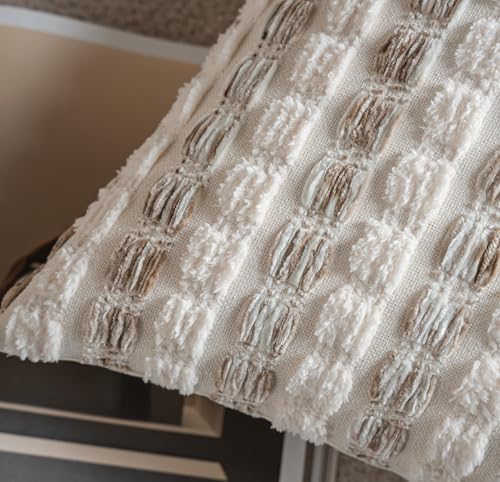 Caflife Beige Striped Chenille Boho Throw Pillow Covers 22x2 Inch Set of 2 - Image 4