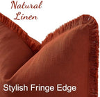decorUhome Linen Fringe Rust Throw Pillow Covers 22x22 Set of 2 - Image 4