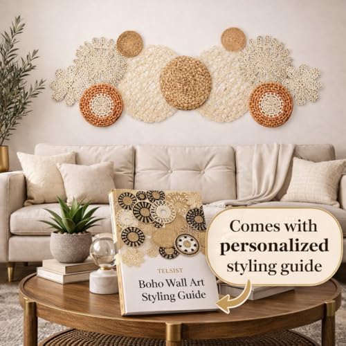 11-Piece (Vivid) Boho Wall Basket Decor – Handmade Woven Wall Baskets, Bohemian Farmhouse Wall Art, Rustic Hanging Basket Set for Living Room, Bedroom & Kitchen summer decoration - Image 3