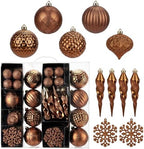 50PCS Christmas Tree Ornaments Set with Shatterproof Christmas Balls Icicle Snowflake Hanging Ornaments for Home Office Farmhouse Christmas Decorations, Bronze by Arborus