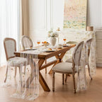 3Pcs Floral Cheesecloth Table Runner, Ivory White Table Runner 10Ft - Image 4