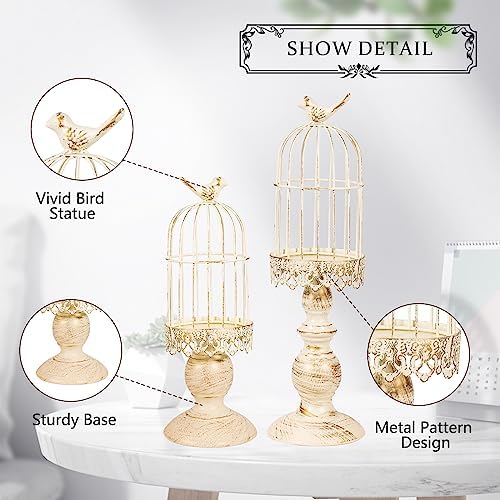 Pack of 2-Piece Birdcage Candle Holder, Vintage Candle Stick Holders, Wedding Candle Centerpieces for Tables, Iron Candlestick Holder Home Decor - Image 5