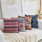 Couch Bohemian Patterned Throw Pillow Covers 20X20 Inch Set of 4 Square Farmhouse Decorative Cushion Covers Boho Vintage Pillow Cases for Sofa Living Room Bedroom Outdoor Patio Porch - Image 3