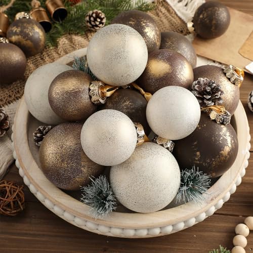 Yunlly 18 Pcs Neutral Christmas Ball Ornaments, Textured Xmas Tree Decor - Image 2